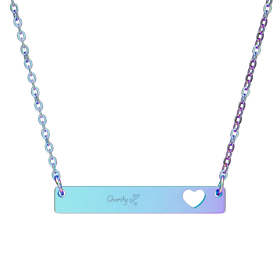 Thumbnail: Charity - Cutout Heart Bar Necklace (Engraving)