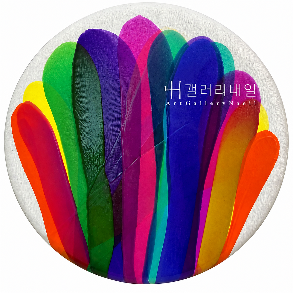 RONI LYNN DOPPELT, Sunrise Sunset 15, nr. 2, 캔버스에 아크릴, 지름 40 cm, 2025