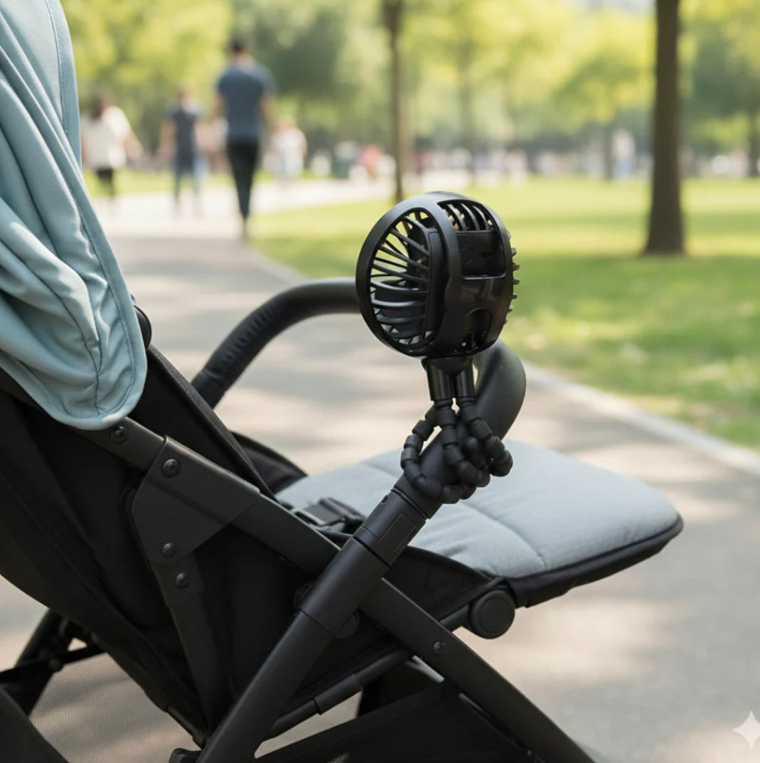 Ventilador 360 multifuncional auto coche Bebe montable