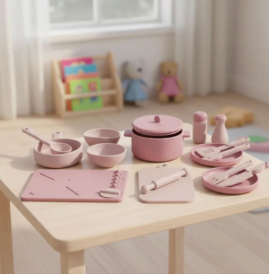 Cocina de Juguete Montessori Silicona Rosada