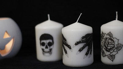 Candele a tema halloween con immagini stampate sulle candele