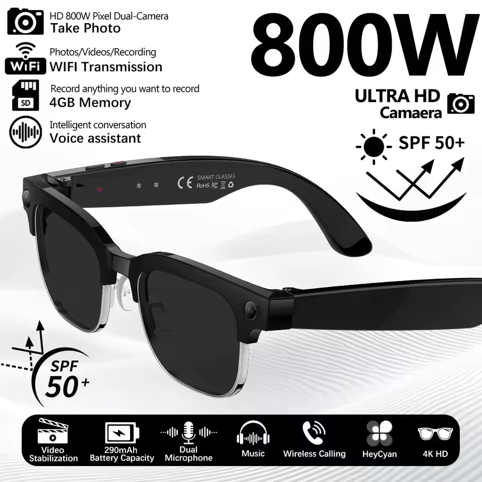 Thumbnail: 2026 World Premiere 4K HD Camera AI Smart Glasses 800W Pixel Camera 1080P Video 