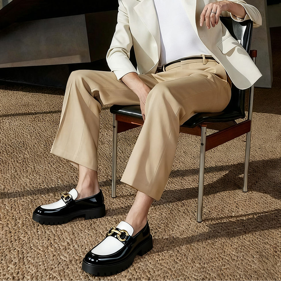 Miniatura: Mocassins masculinos Penny de sola grossa, estilo clássico e moderno, calce fáci