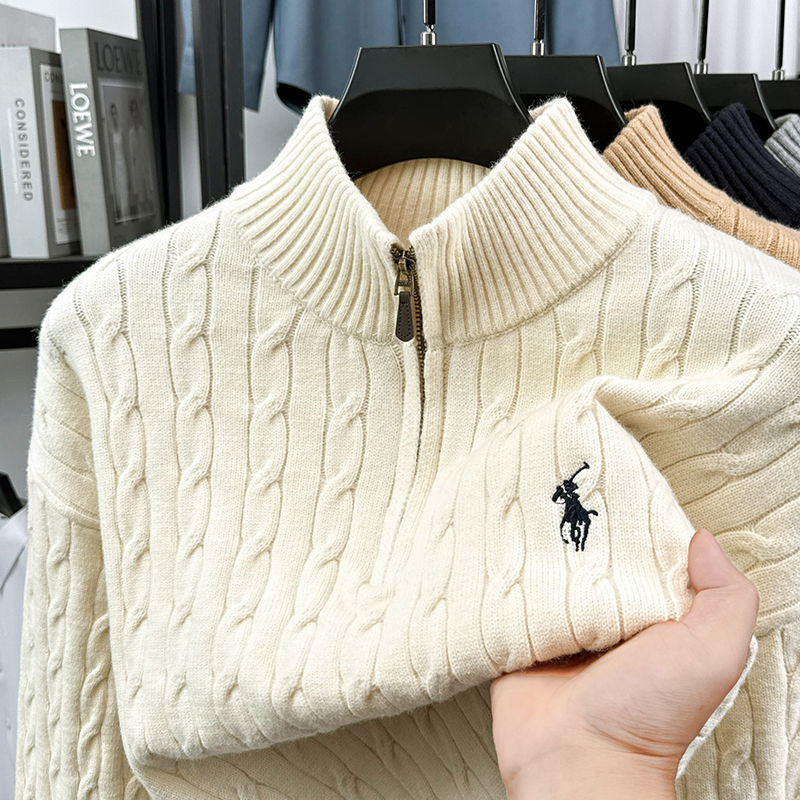 Jaqueta Moletom Masculina Heshi Gola Alta com Zíper Bordada Casual
