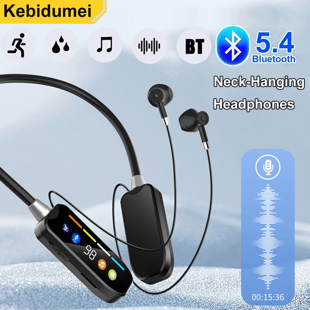 Fones de Ouvido Sem Fio Bluetooth 5.4 com Neckband (Arco para Pescoço), Display