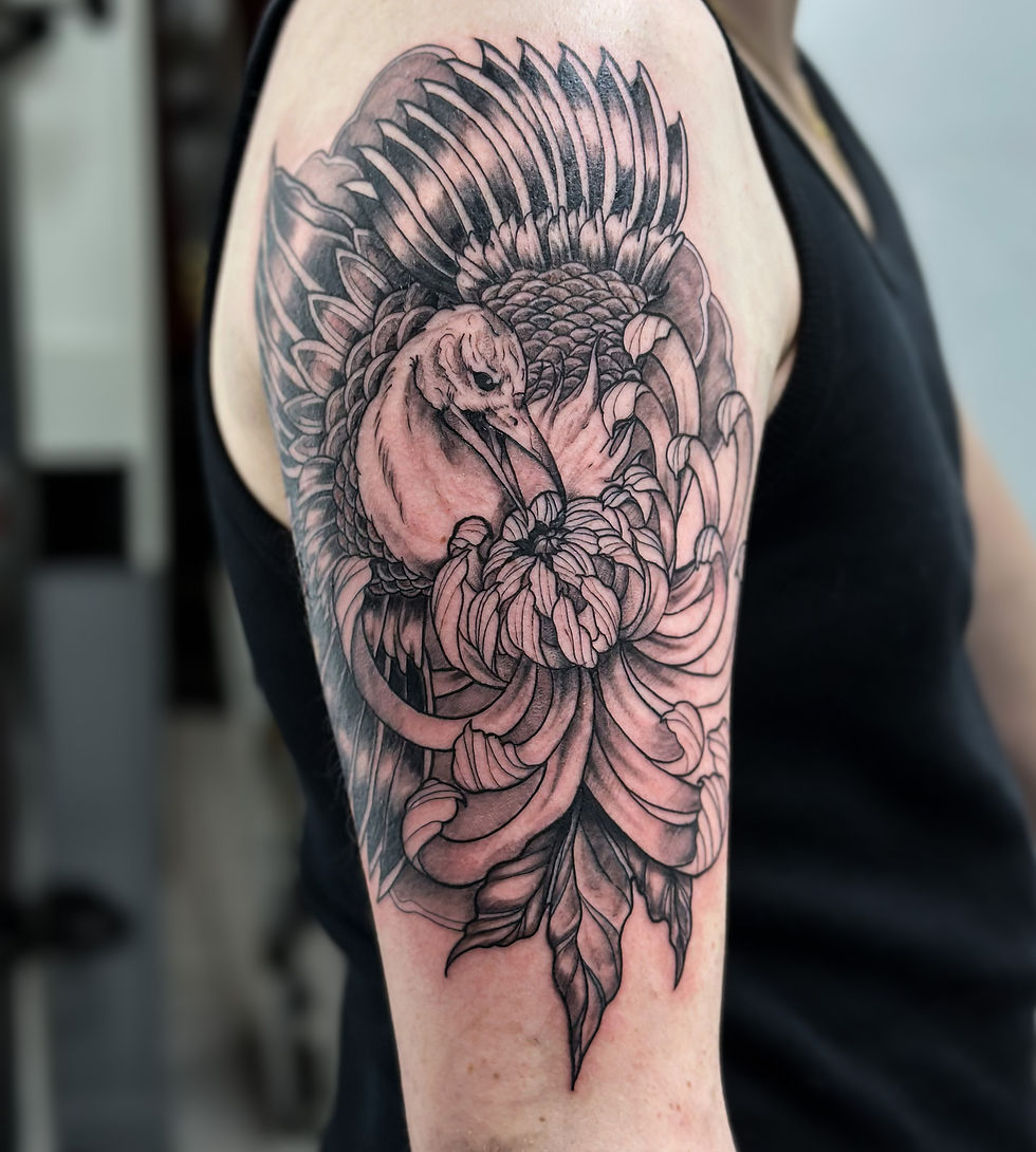 Tatouage Chrysanthème Grue American Body Art
