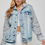 Thumbnail: Sassys Womens  Denim Hoodie Jacket 