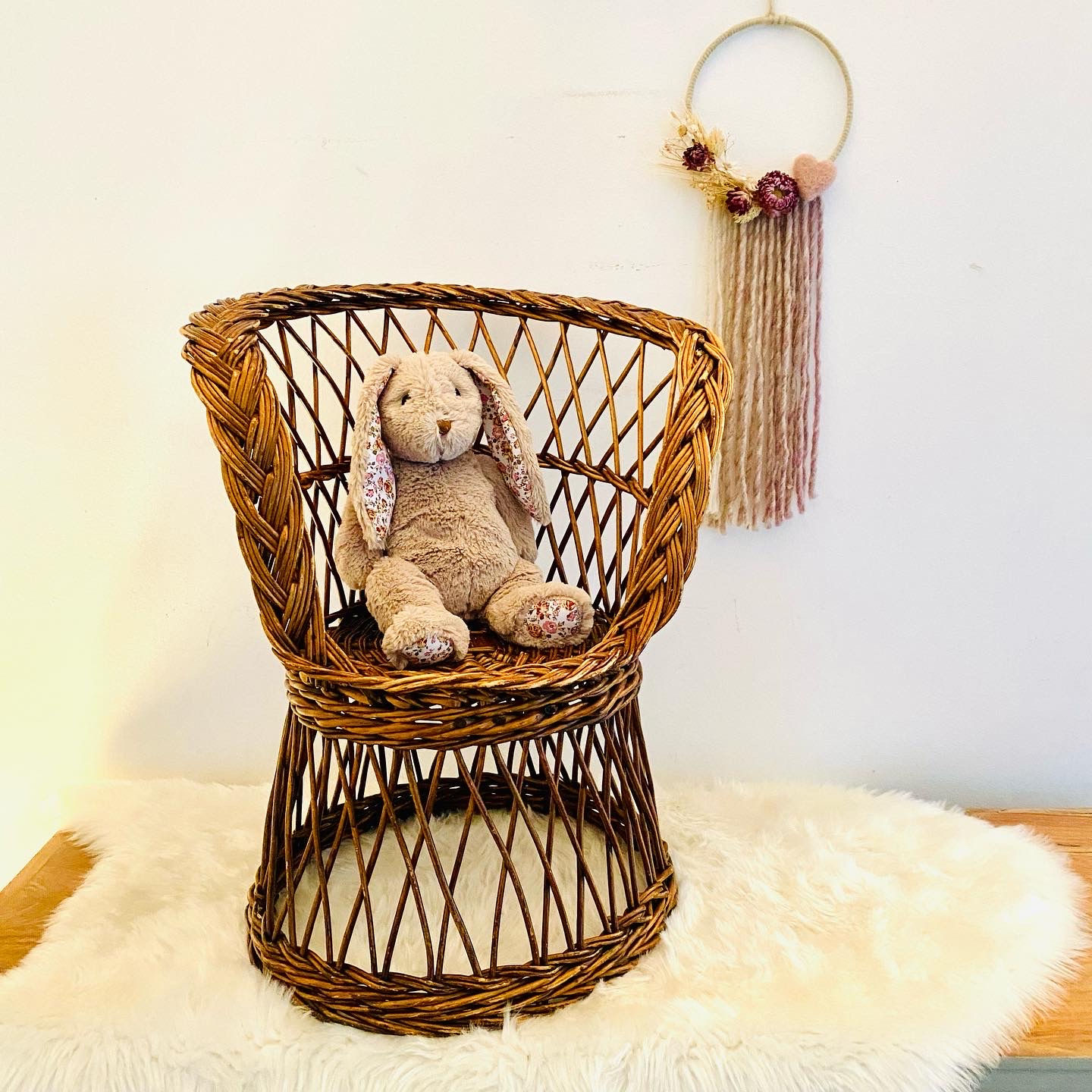 Fauteuil enfant rotin vintage