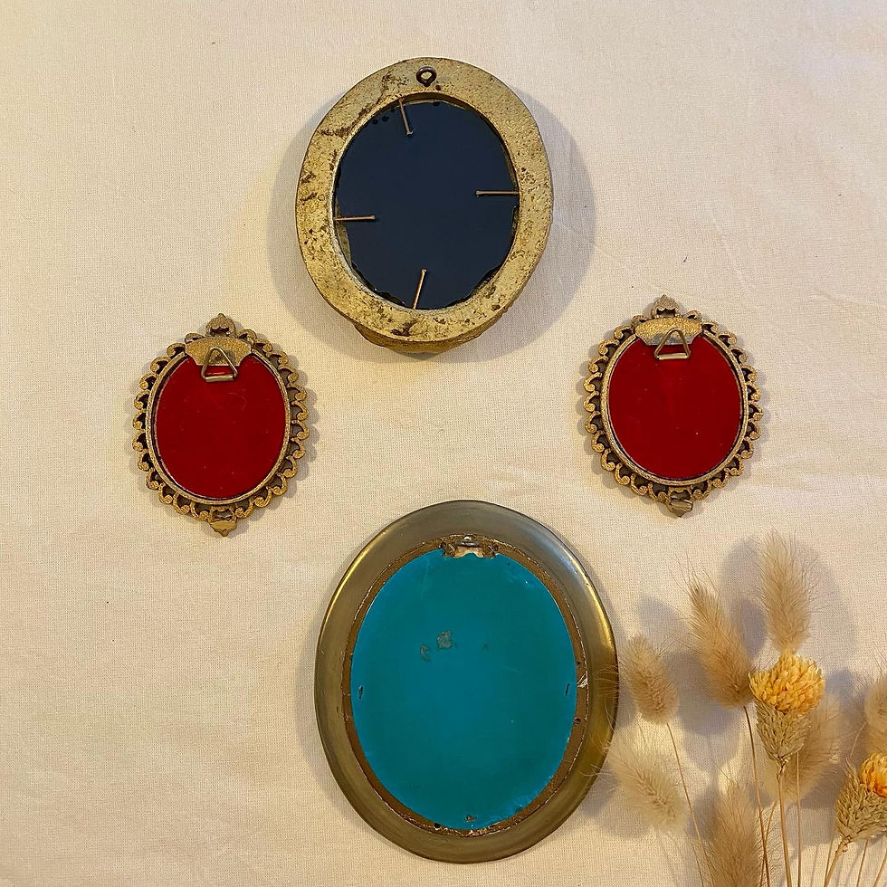 Miniature : Lot de 4 petits miroirs cadres dorés 