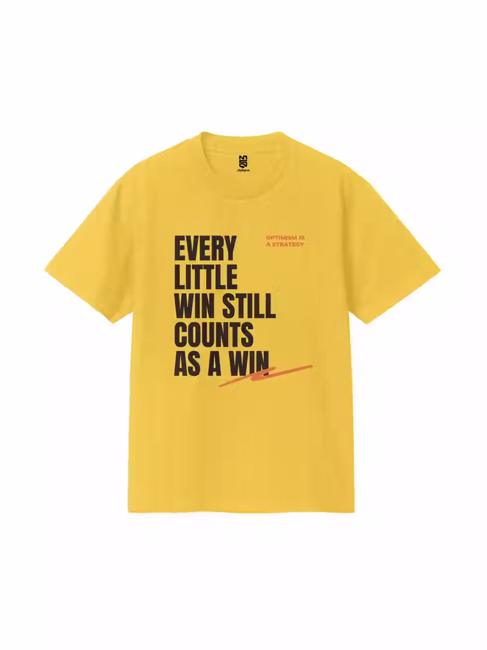 Regular t-shirt combo yellow – front view with motivational text