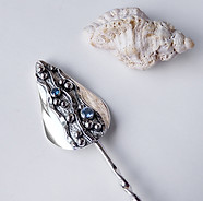 Pic à cheveux de mariage en argent et pierre fine P1140253