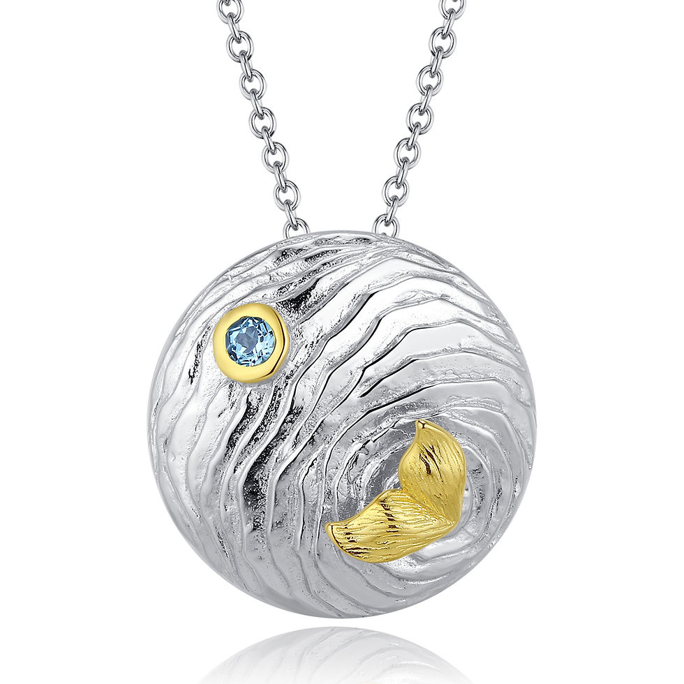 Thumbnail: Ocean Whale Ring with Blue Topaz in Sterling Silver