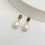 Thumbnail: Gold Plated Honeycomb Earrings with Nano Green Emerald and Big Baroque Pearl