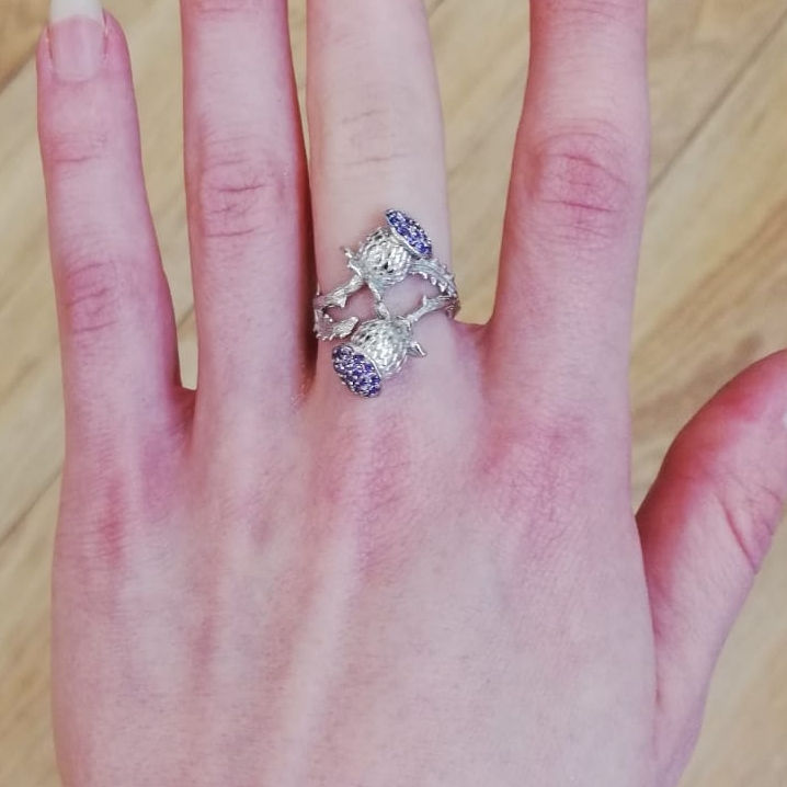 Thumbnail: Handmade Celtic Thistle Ring with Amethyst – Perfect Gift from Edinburgh