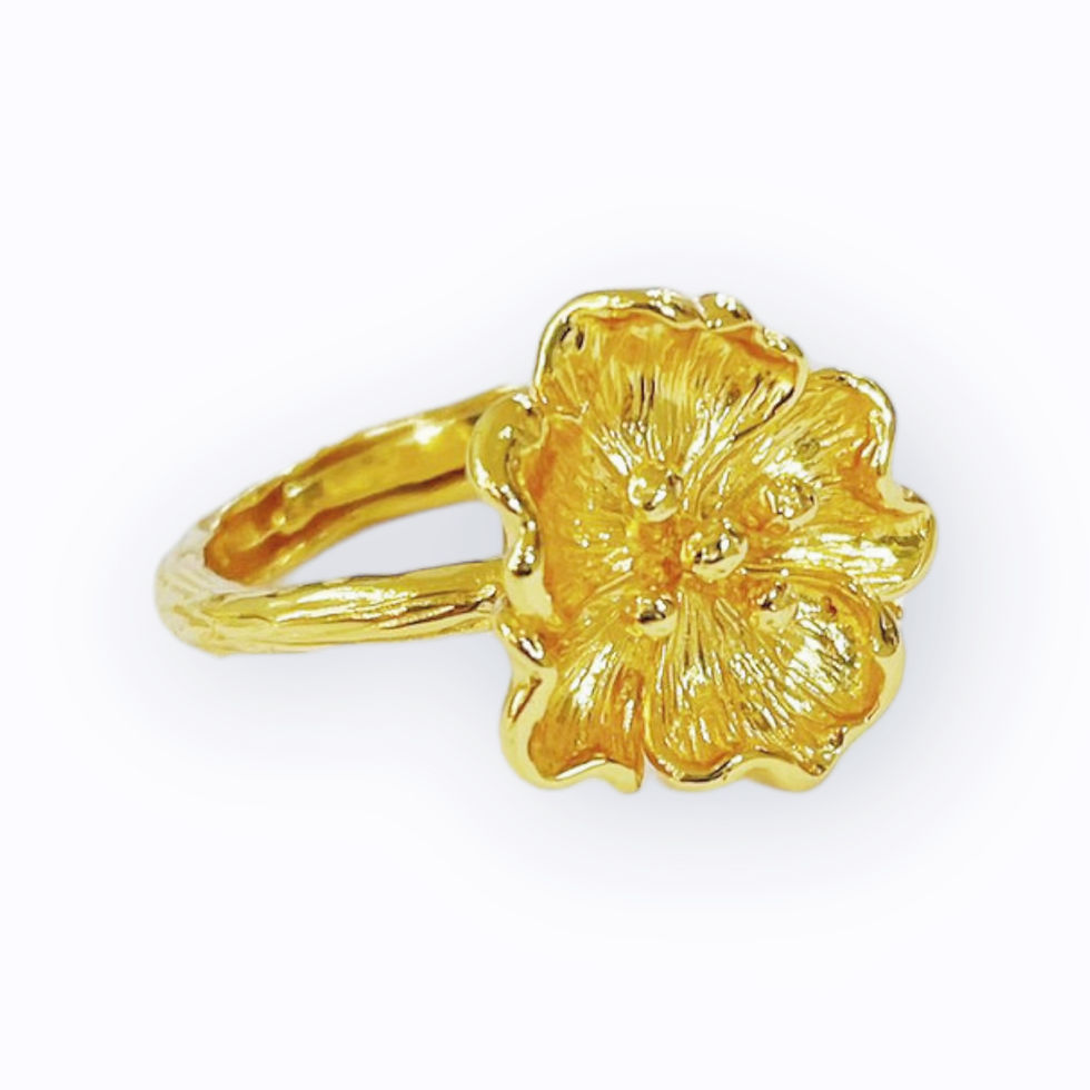 Thumbnail: 18ct Gold Vermeil Poppy Flower Ring in 925 Sterling Silver  