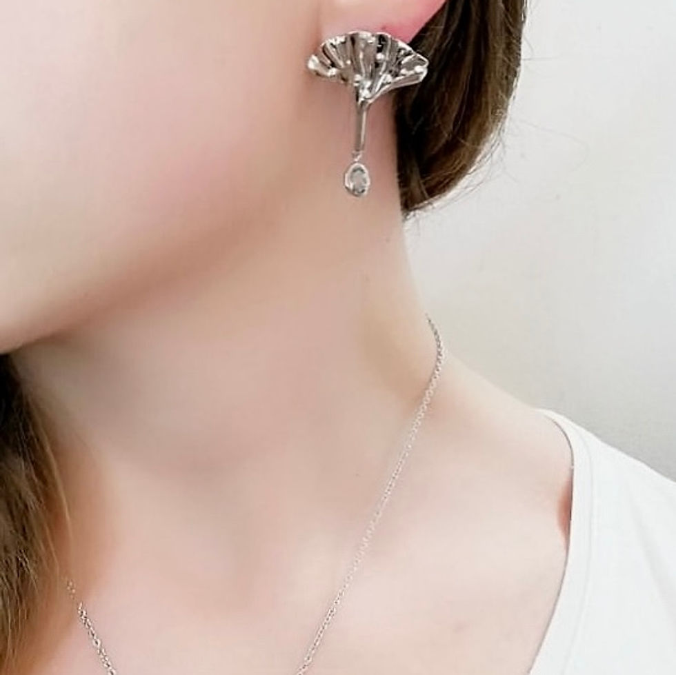 Thumbnail: MERMAID TAIL SILVER EARRING WITH BLUE TOPAZ