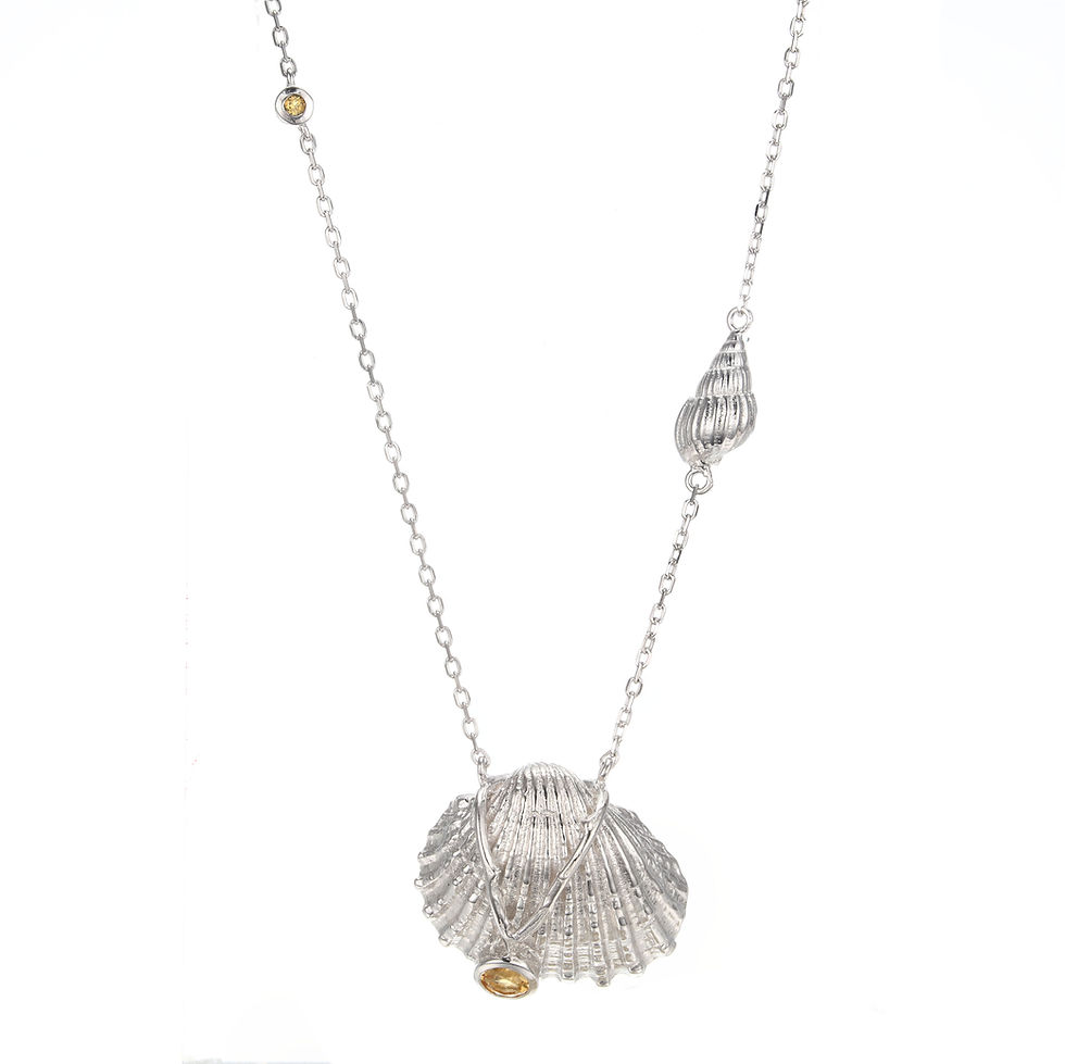 Thumbnail: Silver Shell Earrings with Citrine