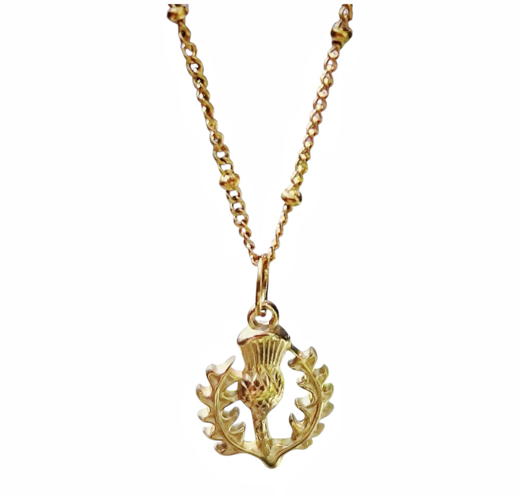 Gold Thistle Necklace – Scottish Jewellery, Stainless Steel