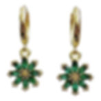 Thumbnail: Green crystal floral hoop earrings