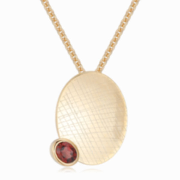Garnet Gold Plated Sterling Silver Disc Necklace 
