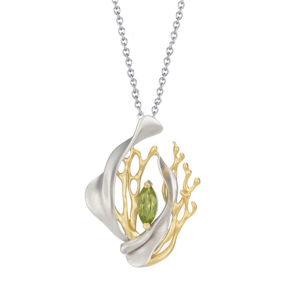 Thumbnail: Peridot Leaf Sterling Silver Ring | Handmade Jewellery 