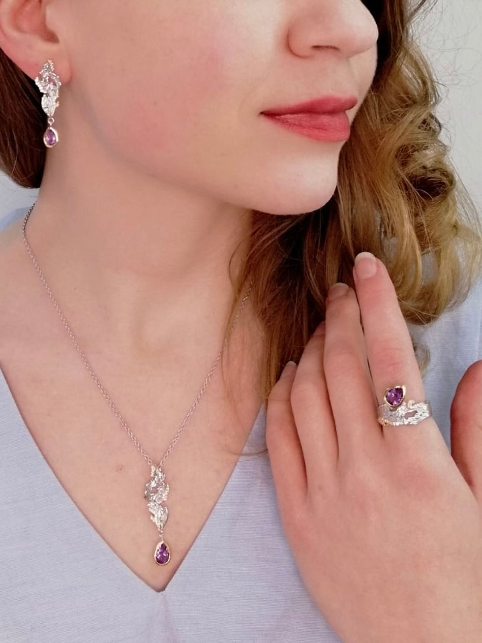 Thumbnail: Edinburgh Celtic Amethyst Necklace– Handmade Sterling Silver 
