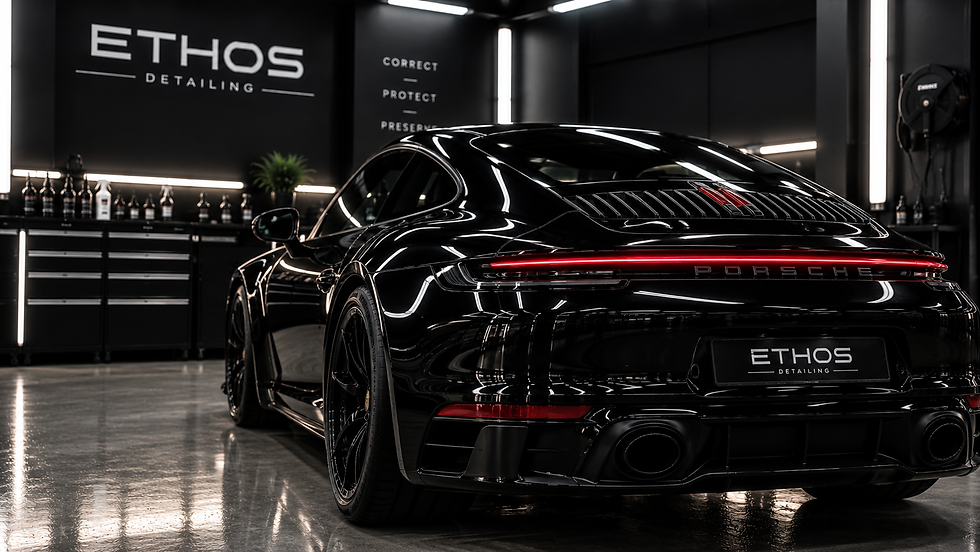 Black Porsche 911 after professional ceramic coating