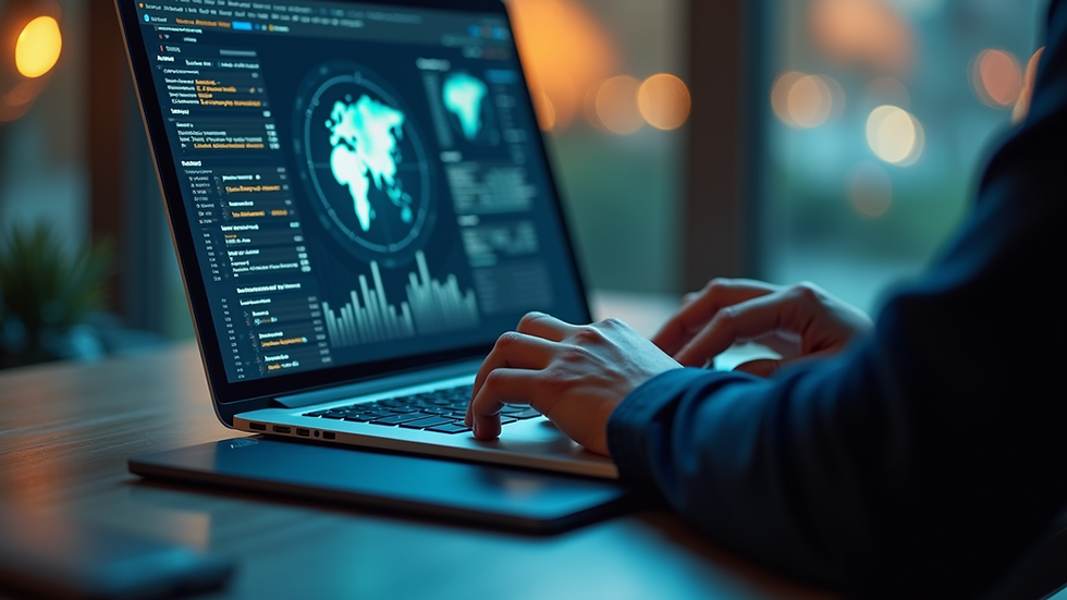 Close-up view of a person using a laptop with AI productivity tools on the screen