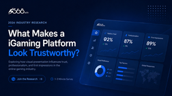 Dark blue iGaming dashboard interface with analytics charts and UI cards, discussing what makes igaming platforms look trustworthy.