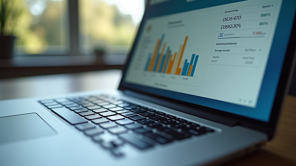 Close-up view of a laptop screen showing accounting software dashboard