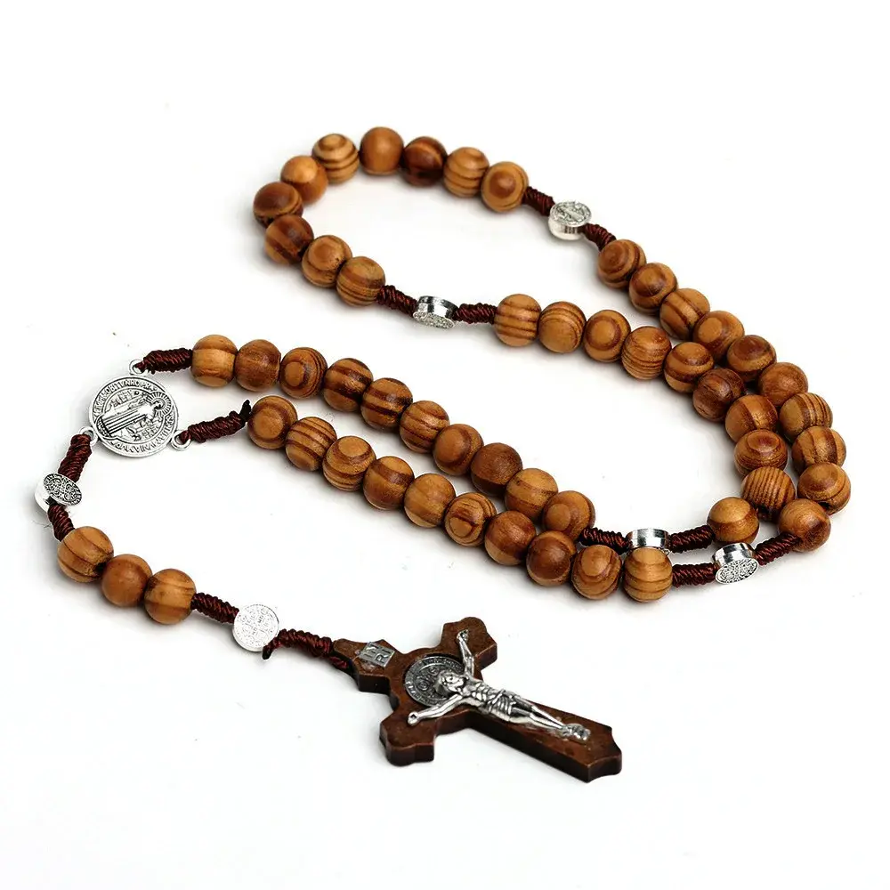 Wood Beaded Rosary St. Benedict Rosary