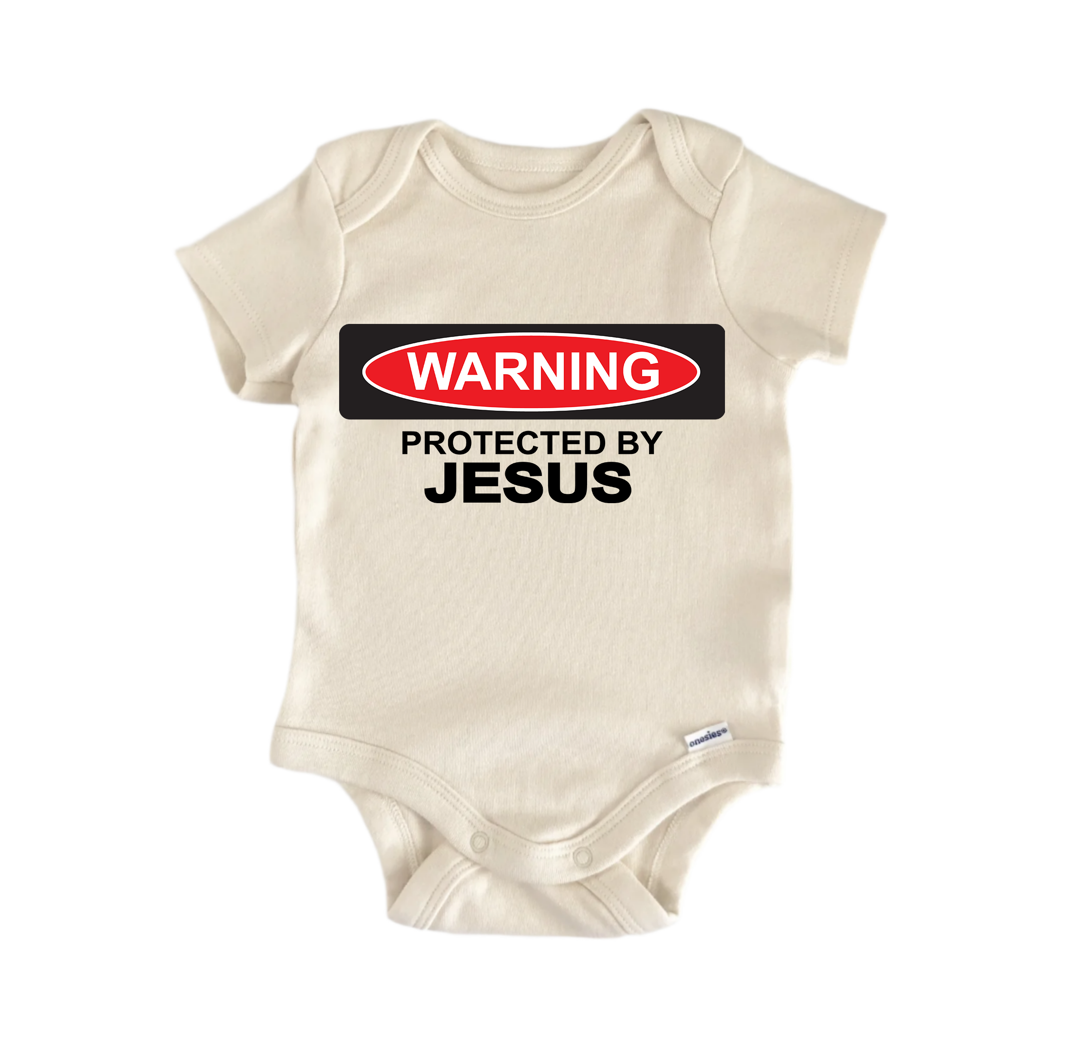 Warning Protected by Jesus Religious God Christian - Baby Boy Girl Clothes