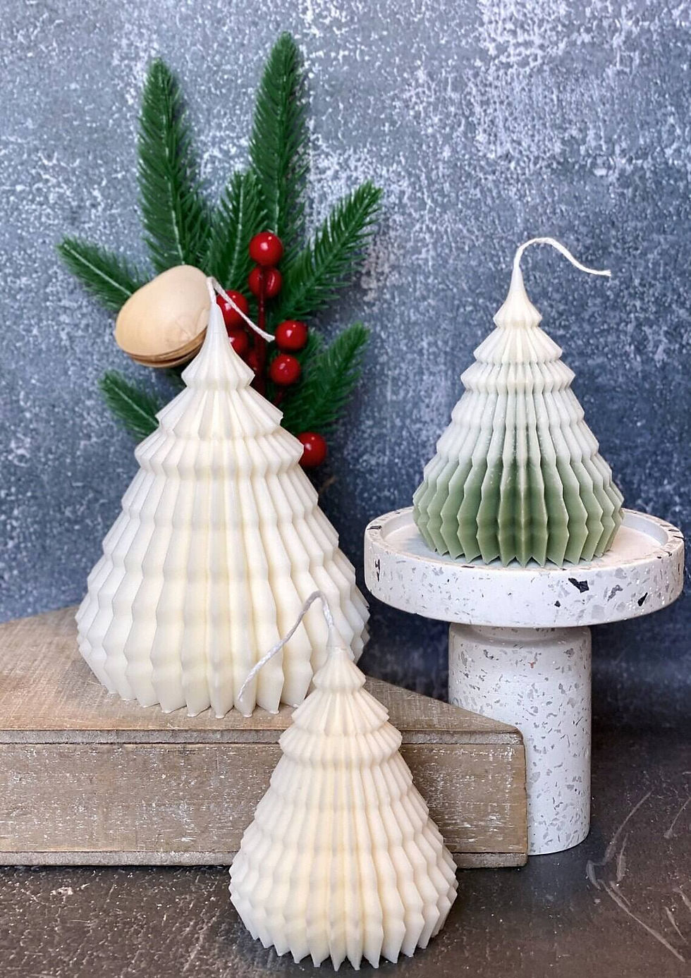 Thumbnail: Origami Christmas Tree Candles for Festive Holiday Decor