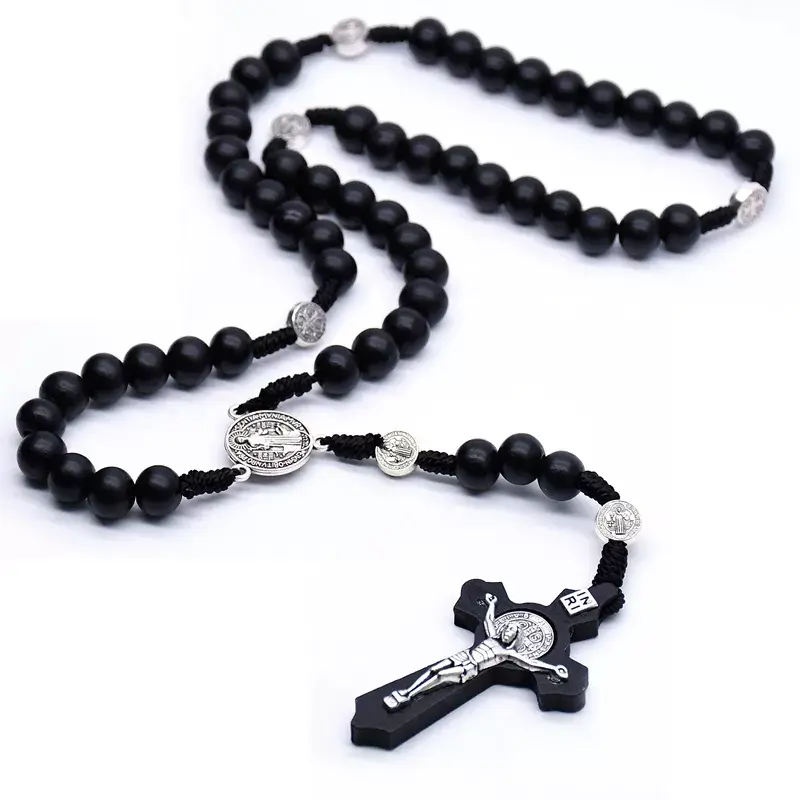 St. Benedict wood bead Rosary