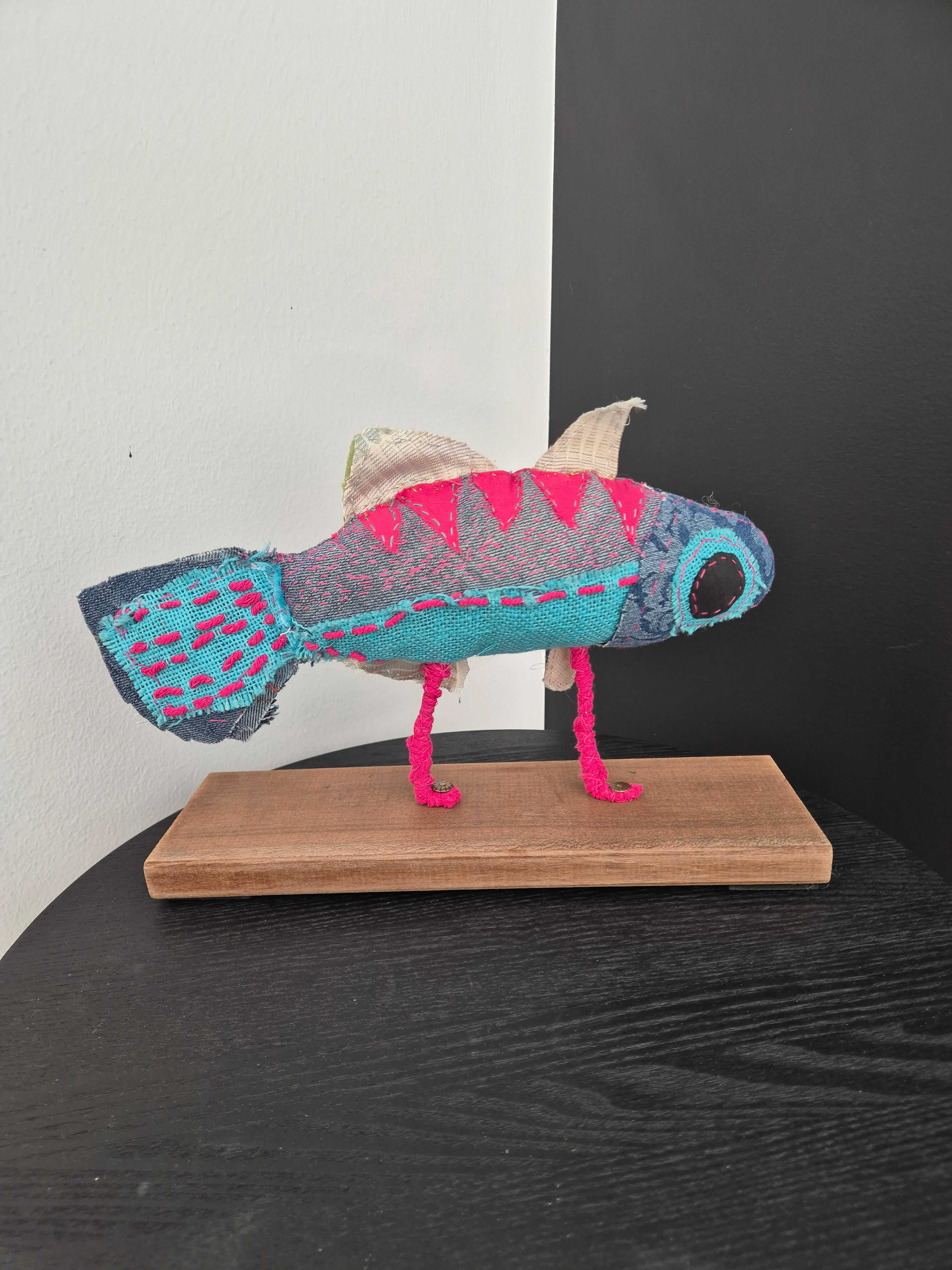 Handmade Textile Sculpture made from Recycled Jeans By Lesley Bright