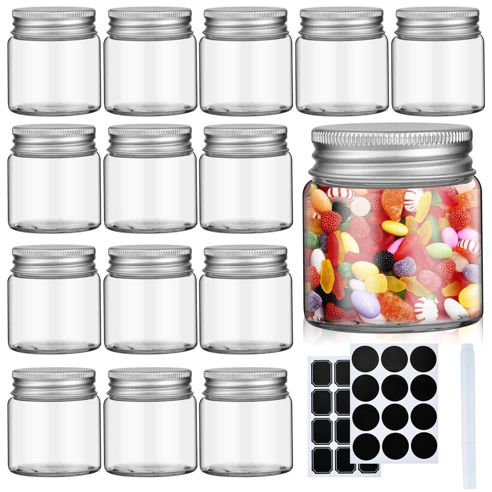 Aemygo 2oz Mini Mason Jars, 15 Pack Wide Mouth Clear Glass Jars with Lids, La...