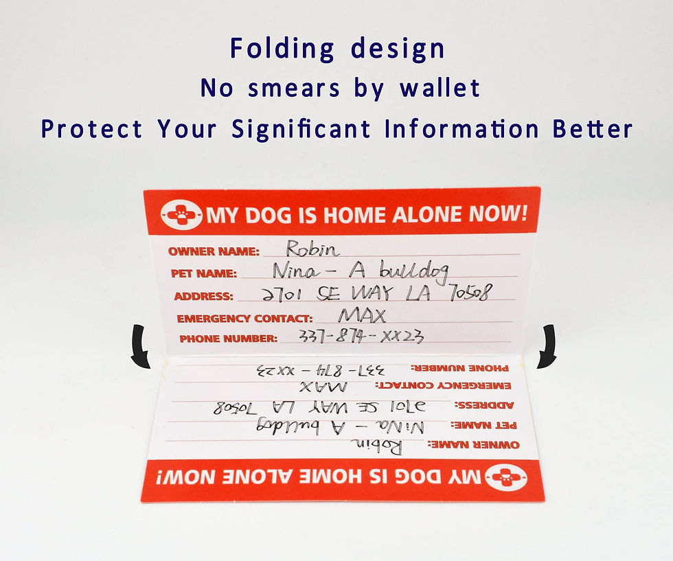 Thumbnail: My Dogs are Home Alone Alert Key Tag Keychain Emergency Contact Wallet Card F...