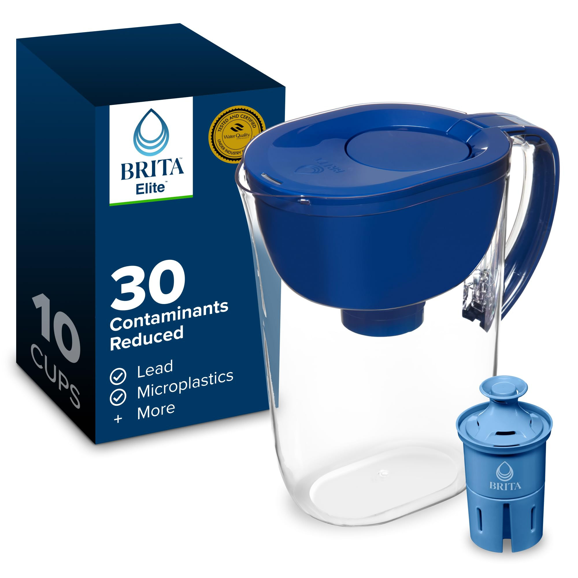 Brita Everyday Elite Water Filter Pitcher, Removes 99% of Lead, Includes 1 Fi...