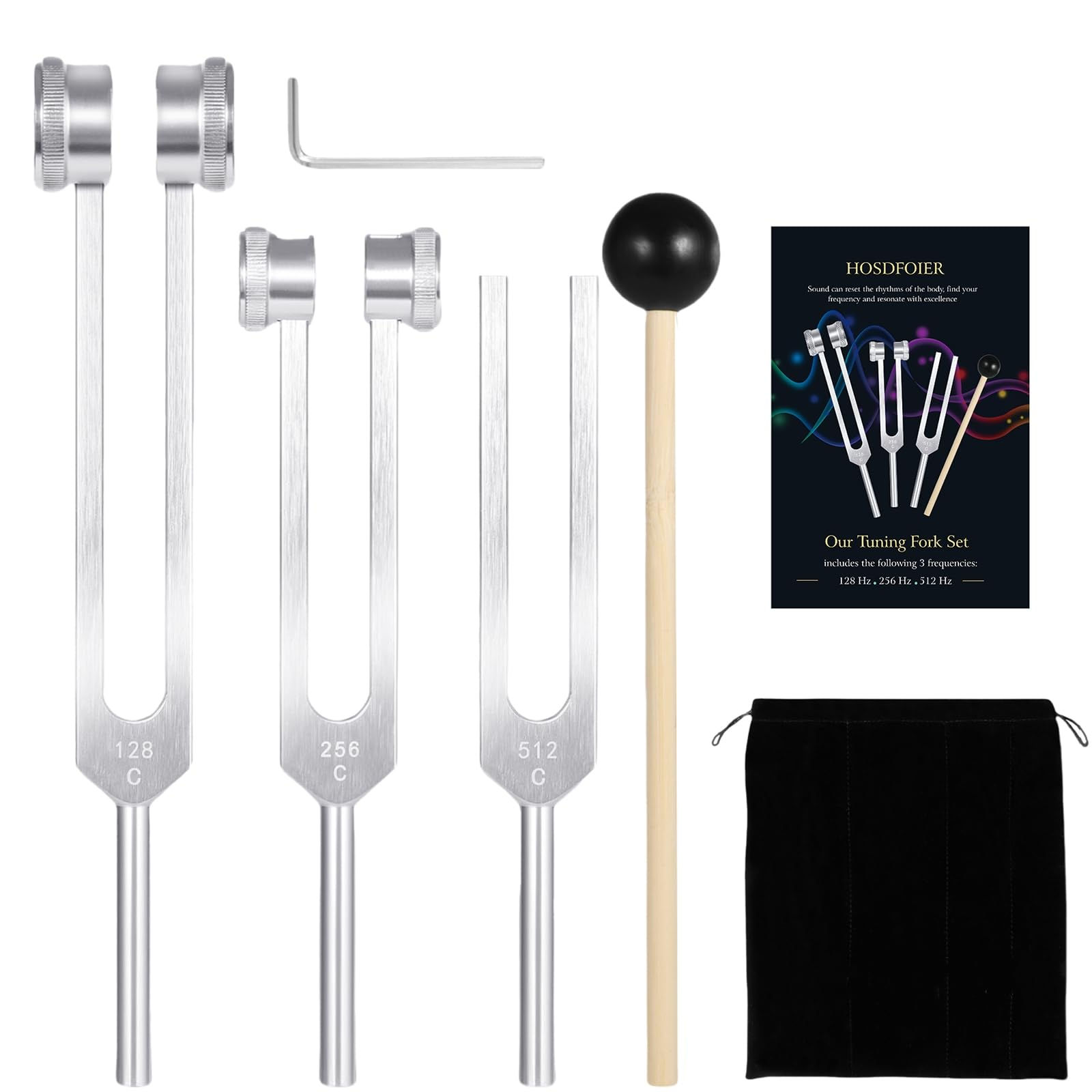 Tuning Forks for Healing Set (128Hz, 256Hz, 512Hz), Weighted Tuning Fork for ...