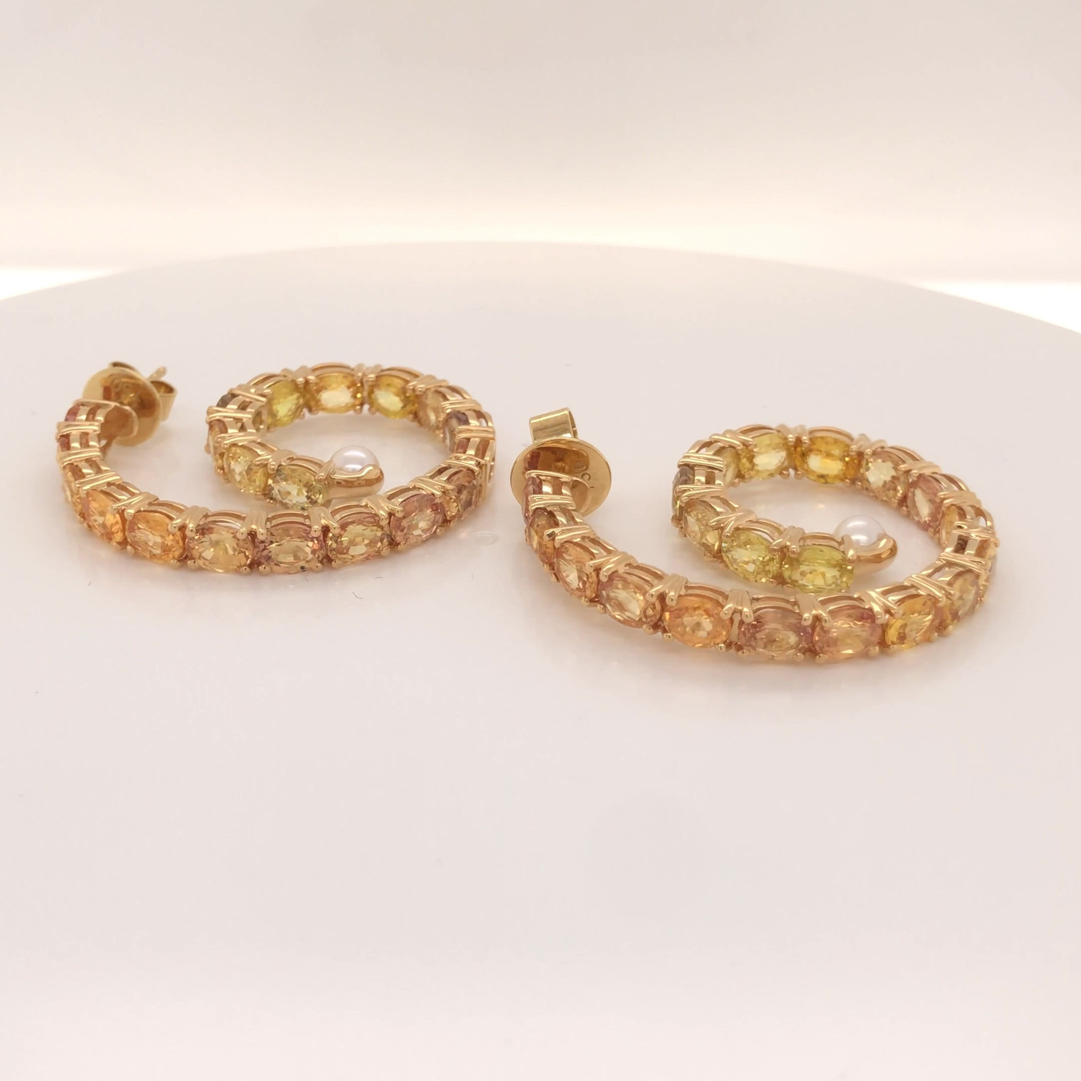 Yellow Sapphire Hoop with Pearl Drop