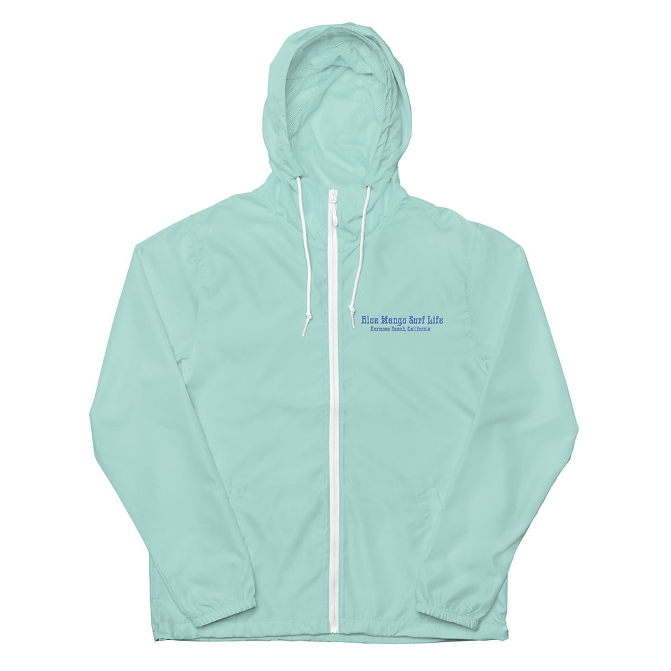 Thumbnail: Light blue hooded HLD Live to Surf jacket
