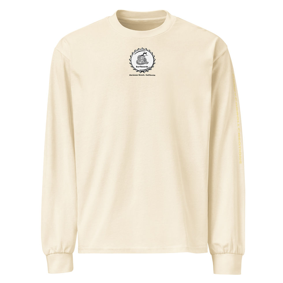 Thumbnail: Cream long-sleeve shirt with bottle cap surf logo