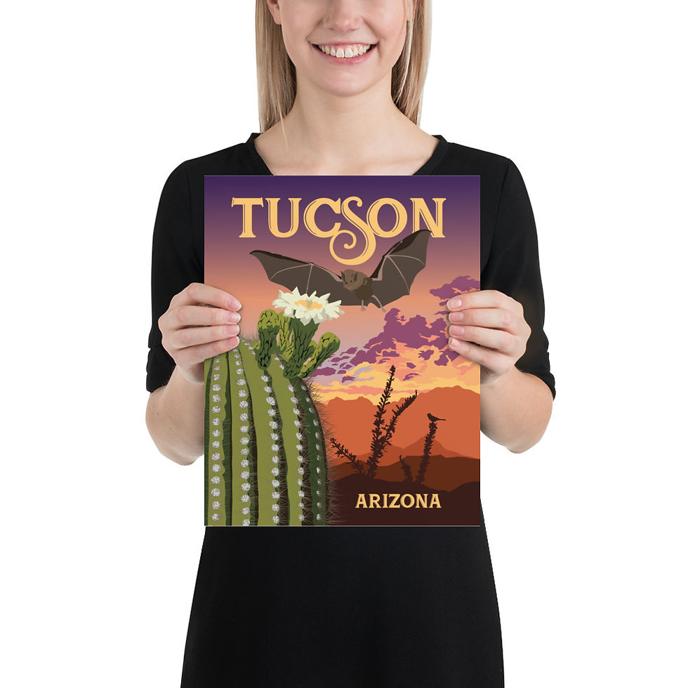 11 x 14 | Bat & Saguaro | Poster | Tucson