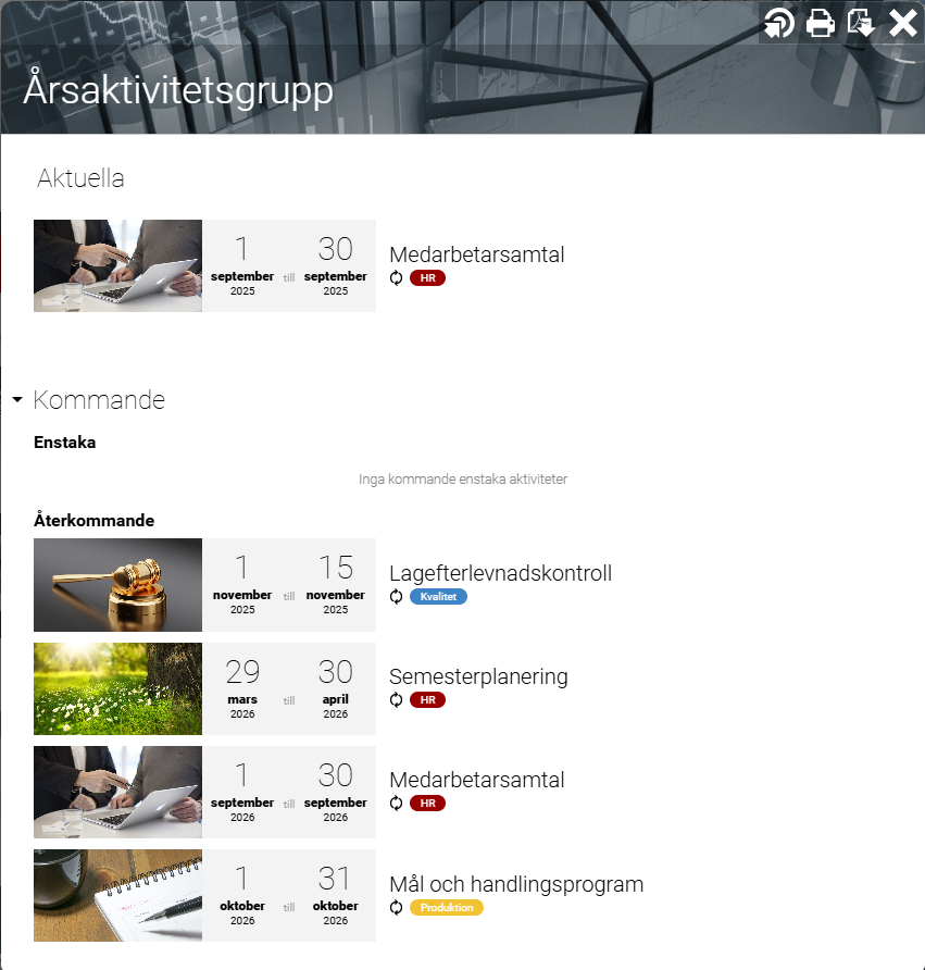 Systembild Add Intranät - Årshjul
