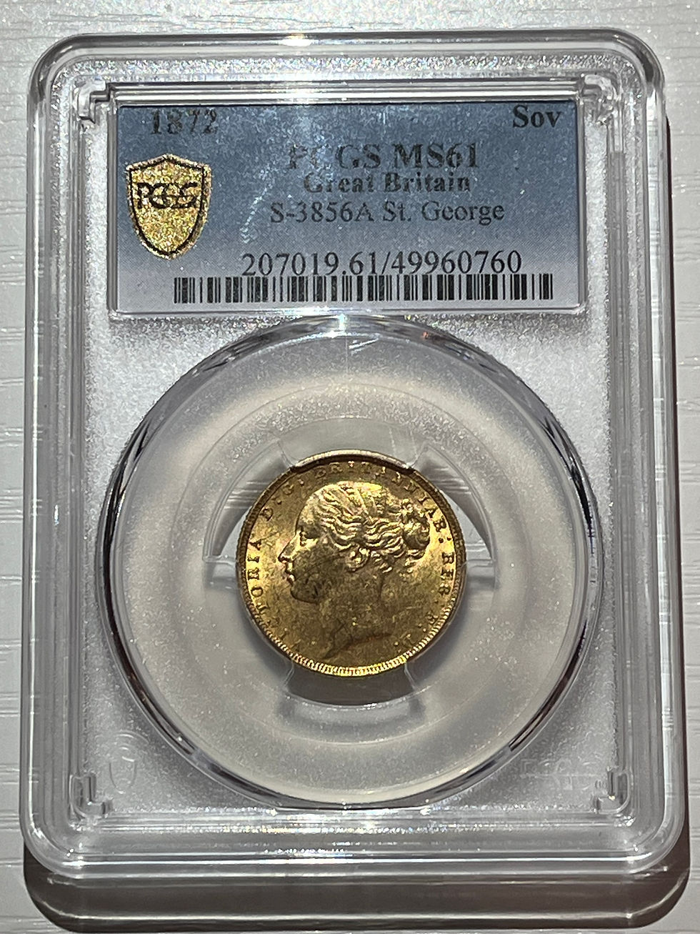 サムネイル： MS61 イギリス ソブリン金貨 ヴィクトリア ヤングヘッド PCGS 1872