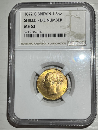 1872 イギリス ソブリン金貨 ヴィクトリア ヤングヘッド NGC