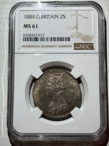 イギリス ヴィクトリア ゴシックフローリン銀貨 1884 NGC MS61 | 東京
