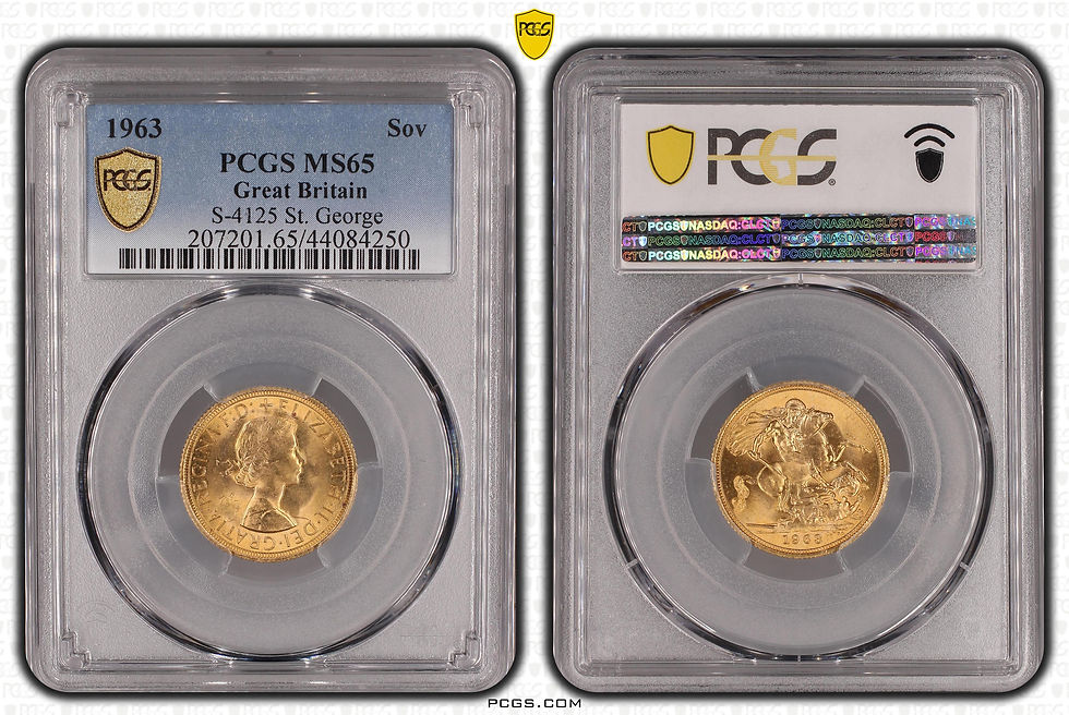 サムネイル： エリザベス2世 ヤングヤング ソブリン金貨 MS66 NGC 1958年