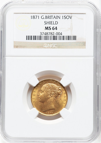 MS64 イギリス ソブリン金貨 ヴィクトリア ヤングヘッド NGC 1871