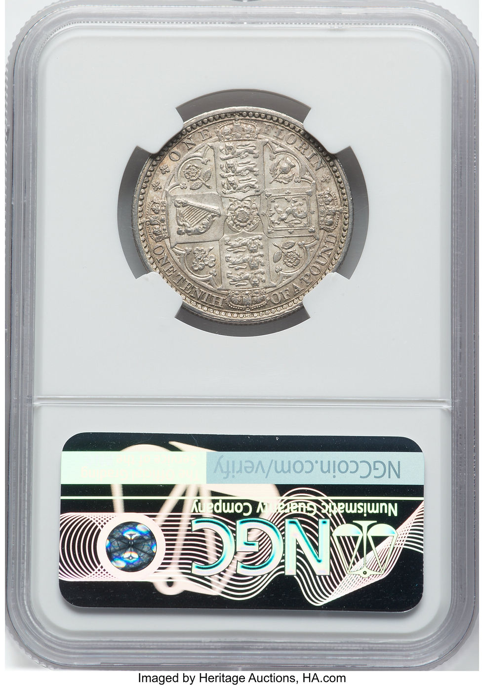 サムネイル： イギリス ヴィクトリア ゴチック ゴッドレスフローリン銀貨 1849 NGC MS61